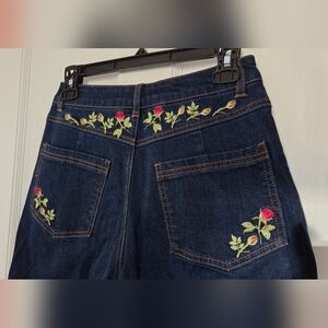 NWT Princess Highway Rose Bud Embroidered High Waisted Blue Jeans AU Size 8